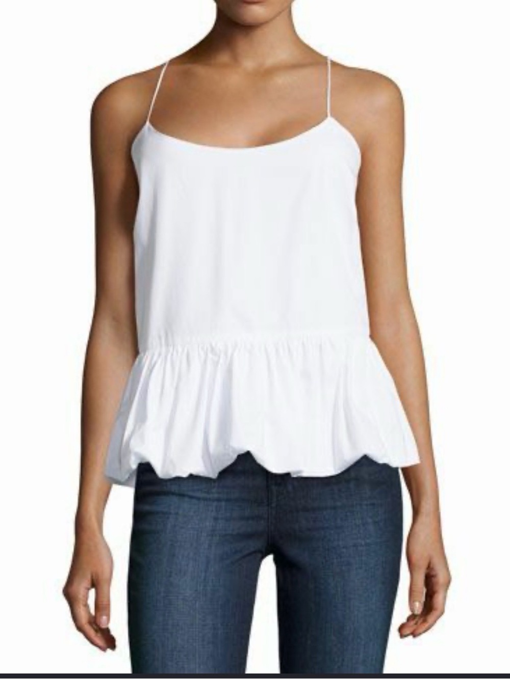 Cotton Women's White Peplum Spaghetti Strap Camisole top